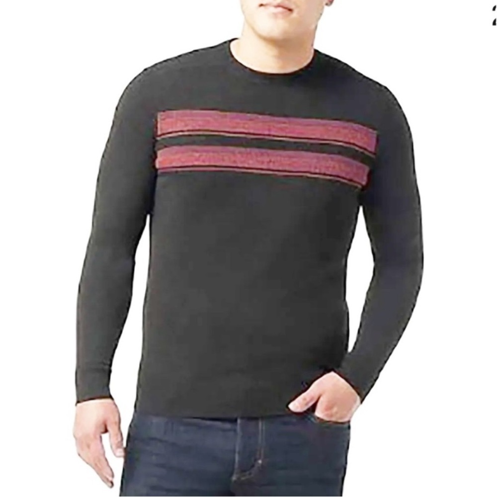 SmartWool Sparwood Stripe Knit Sweater XL Crewneck Layering Charcoal